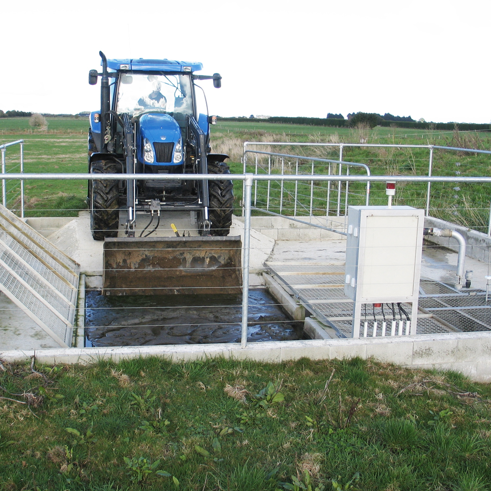 Tracta entering Humes concrete precast stonetrap on a farm