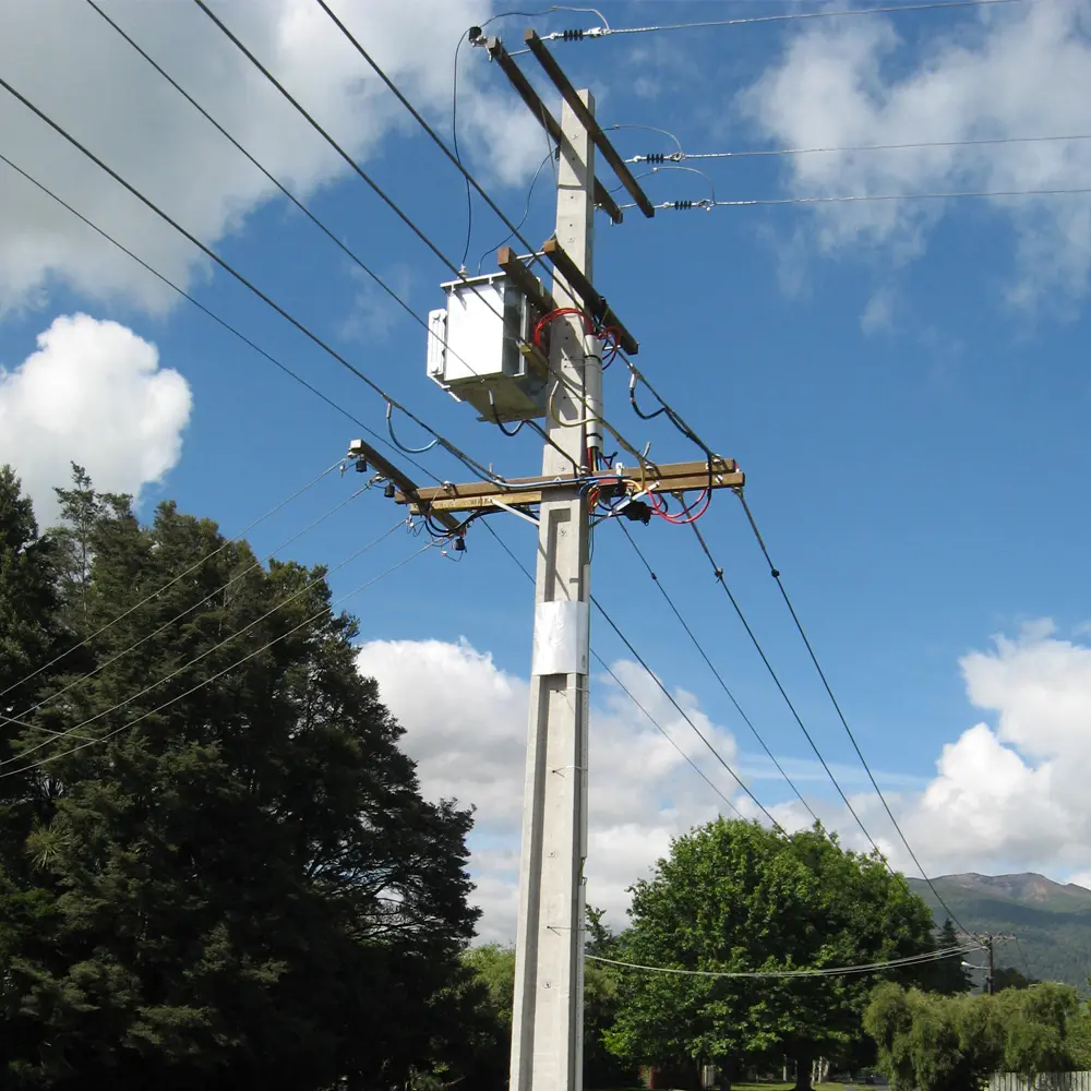 Humes Precast Concrete Power Pole installed