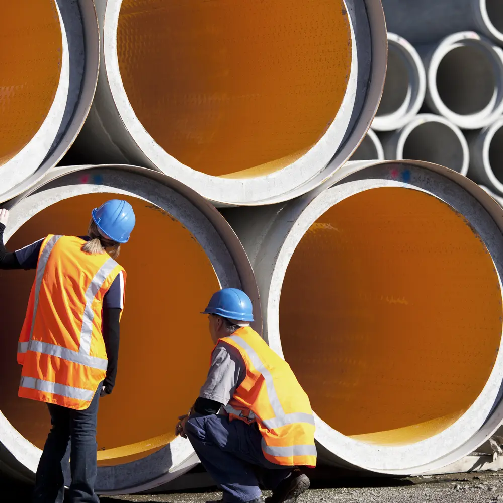 Humes Large Diameter Lined VT Concrete Pipe being QA Checked